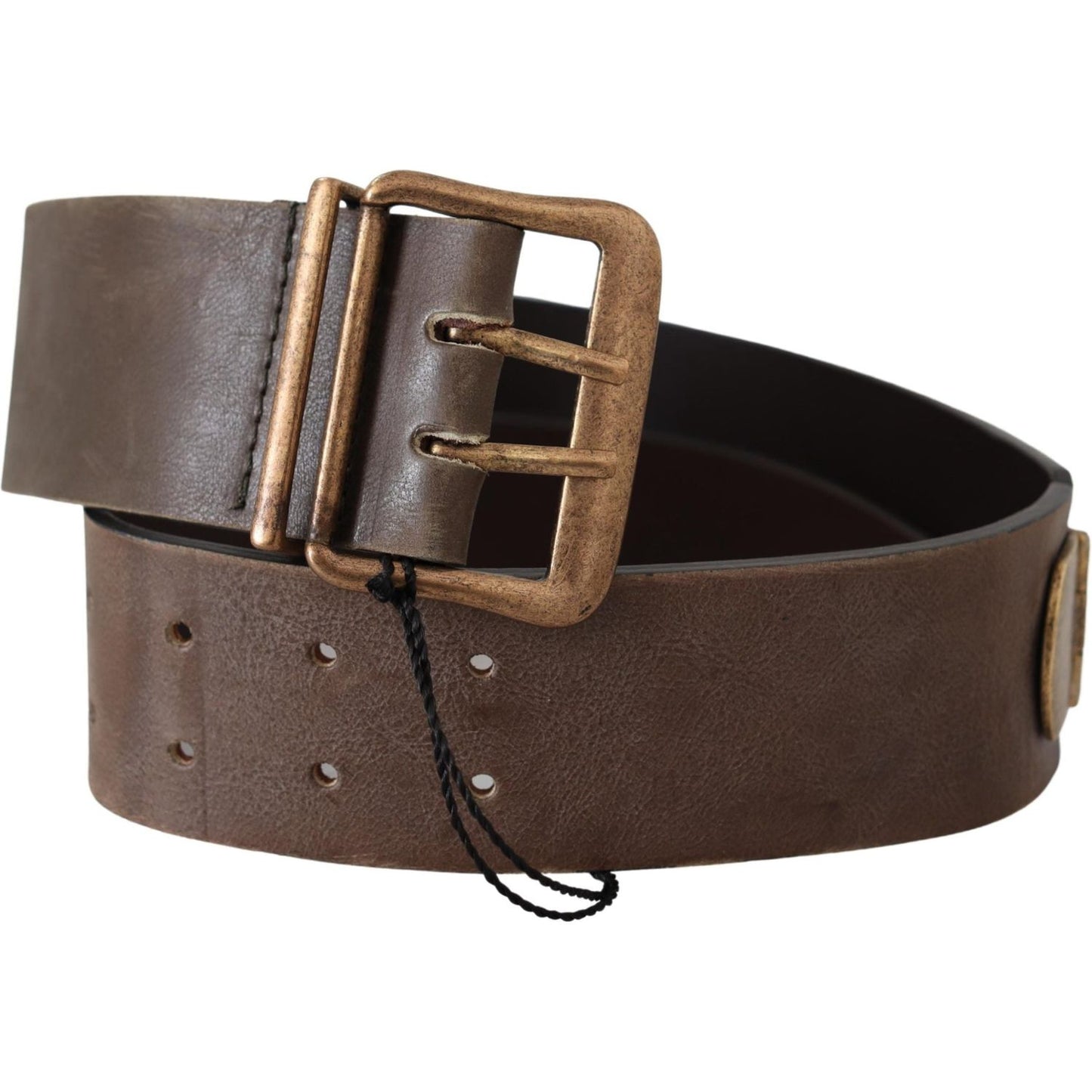 Ermanno Scervino Brown Leather Wide Bronze Buckle Waist Belt BEL8107-60