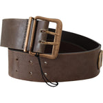 Ermanno Scervino Brown Leather Wide Bronze Buckle Waist Belt BEL8107-60