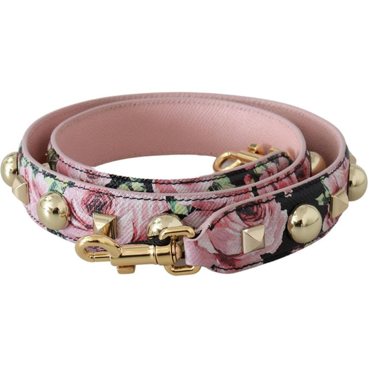 Dolce & Gabbana Pink Floral Gold Studs Bag Accessory Shoulder Strap BEL8198