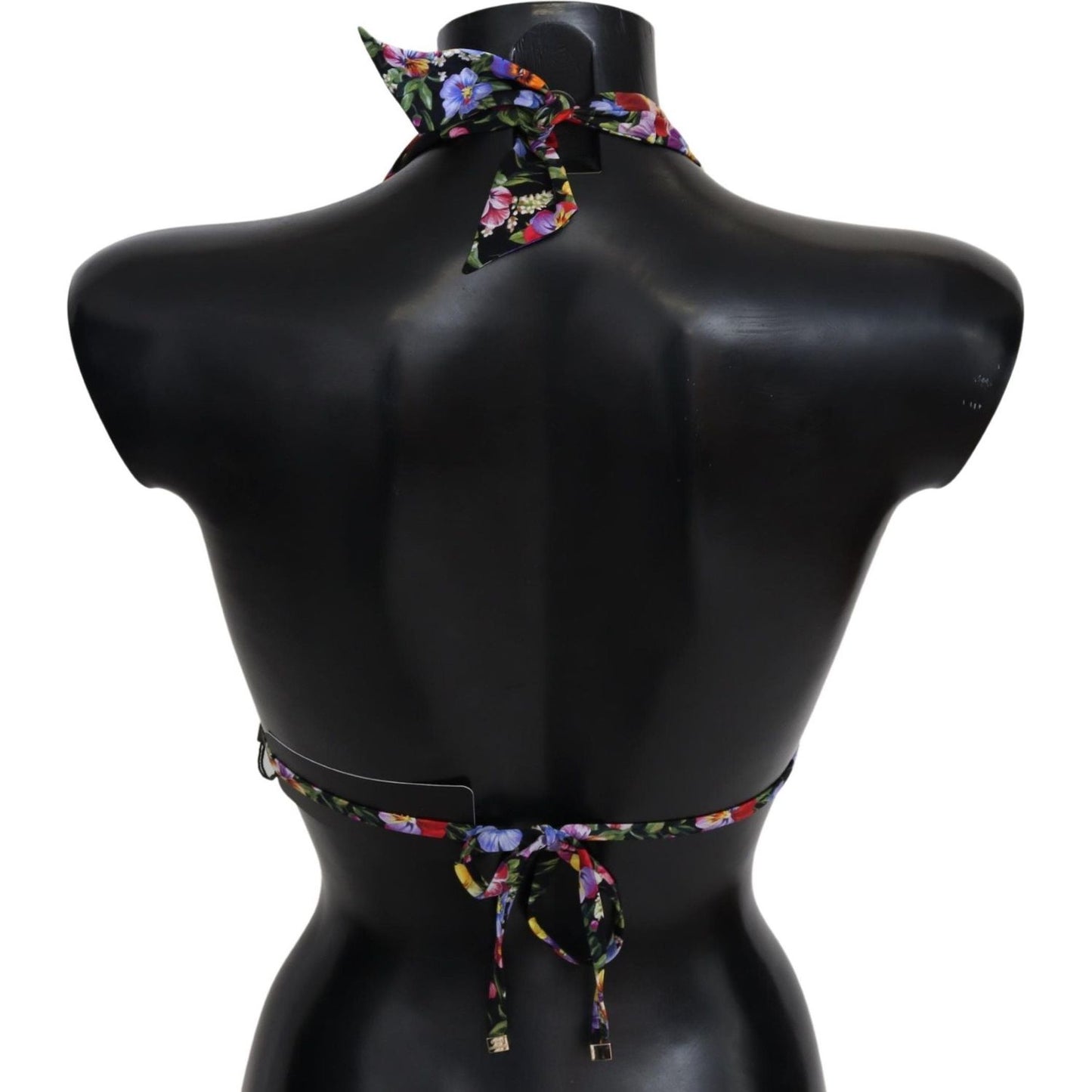 Dolce & Gabbana Black Floral Print Swimsuit Beachwear Bikini Tops BIK1263-IT1
