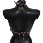 Dolce & Gabbana Black Floral Print Swimsuit Beachwear Bikini Tops BIK1263-IT1