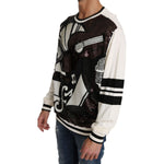 Dolce & Gabbana White Jazz Sequined Guitar Pullover Top Sweater TSH2521-IT44