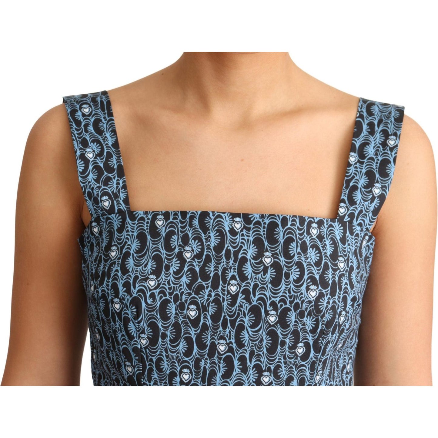 Dolce & Gabbana Blue Heart Cotton A-Line Stretch Dress DR2748-40