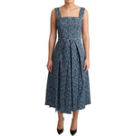 Dolce & Gabbana Blue Heart Cotton A-Line Stretch Dress DR2748-40