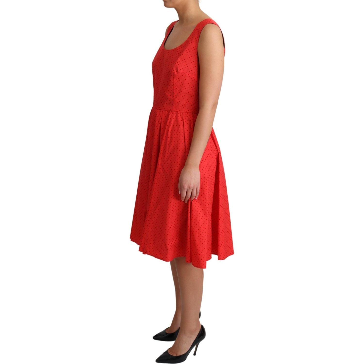 Dolce & Gabbana Red Polka Dotted Cotton A-Line  Dress