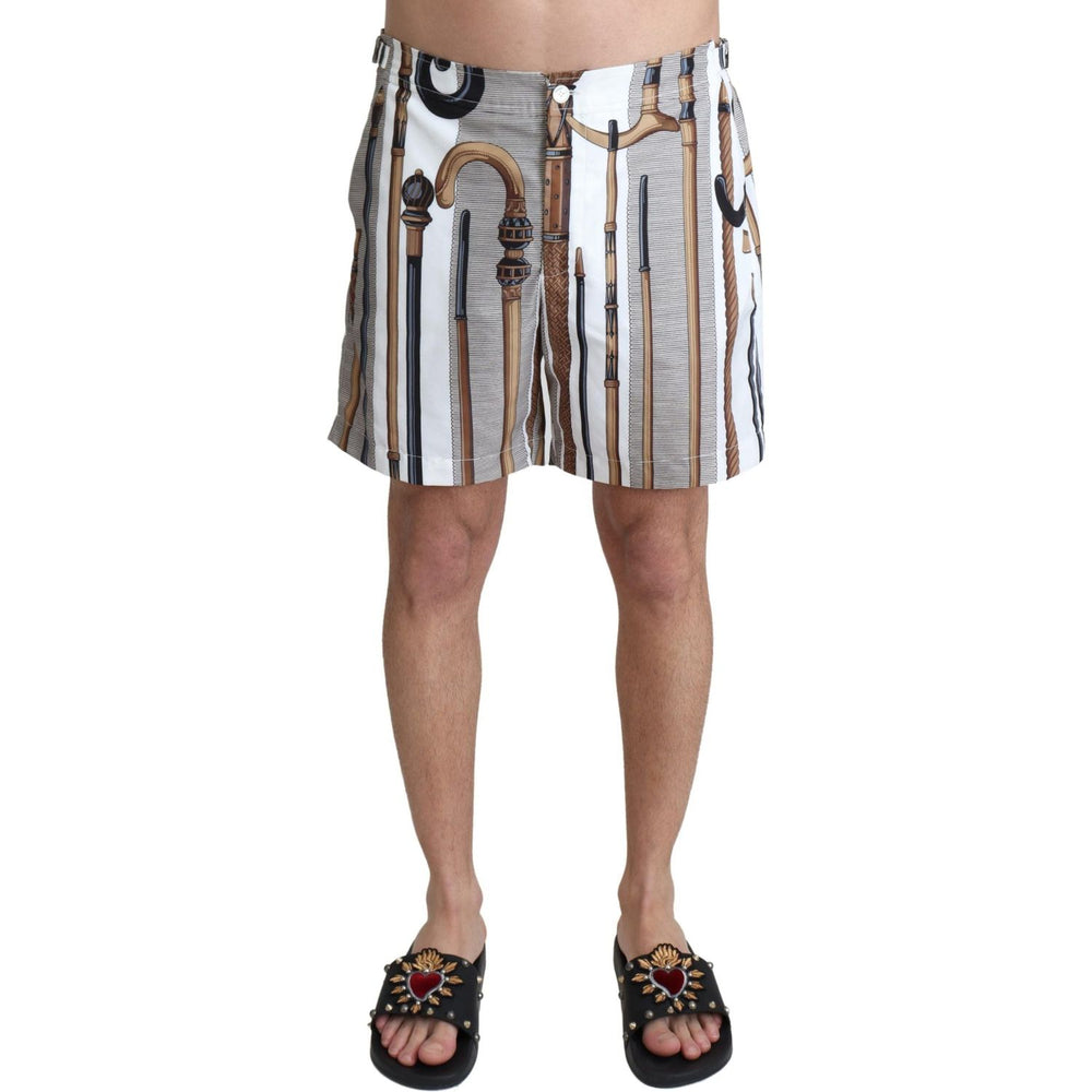 Dolce & Gabbana Elegant White Multicolor Swim Shorts Dolce & Gabbana Rosy Brown