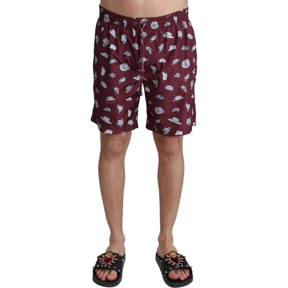 Dolce & Gabbana Elegant Maroon Beachwear Trunks Dolce & Gabbana Dark Olive Green