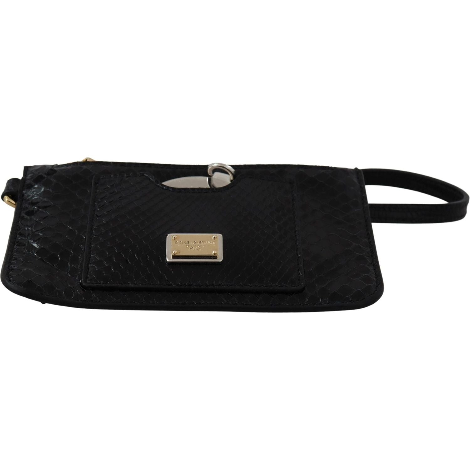 Dolce & Gabbana Black Leather Coin Purse Wristlet Mirror Agnese Wallet
