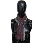 Missoni Elegant Wool Striped Logo Scarf Missoni Dark Slate Gray