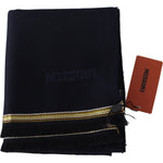 Missoni Elegant Unisex Wool Scarf with Embroidered Logo Missoni Black