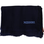 Missoni Elegant Blue Wool Scarf with Embroidered Logo Missoni Black