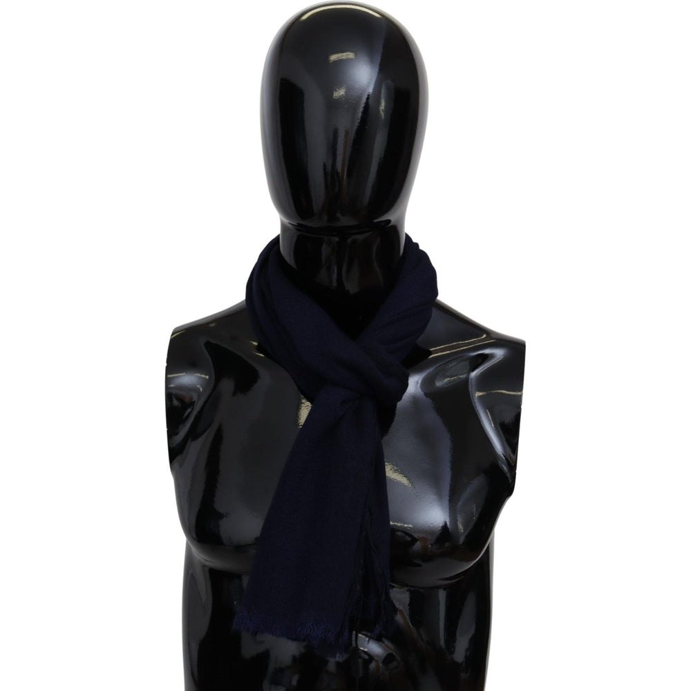 Missoni Elegant Blue Wool Scarf with Embroidered Logo Missoni Black