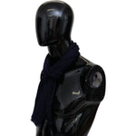 Missoni Elegant Blue Wool Scarf with Embroidered Logo Missoni Black