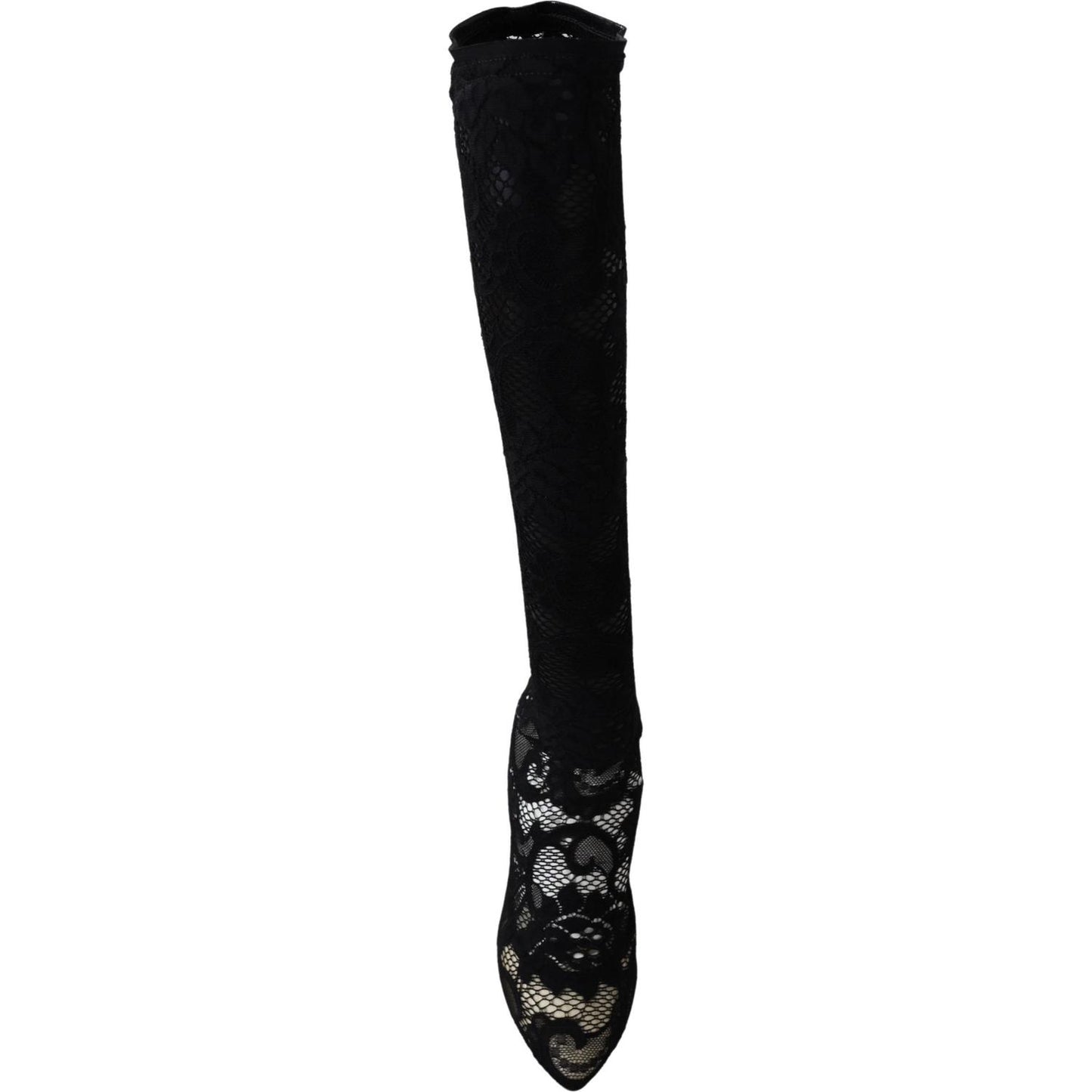 Dolce & Gabbana Black Taormina Lace Socks Boots Shoes Pumps LA8518-36