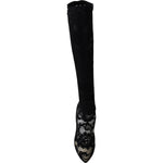 Dolce & Gabbana Black Taormina Lace Socks Boots Shoes Pumps LA8518-36