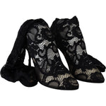 Dolce & Gabbana Black Taormina Lace Socks Boots Shoes Pumps LA8518-36
