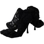 Dolce & Gabbana Black Taormina Lace Socks Boots Shoes Pumps LA8518-36