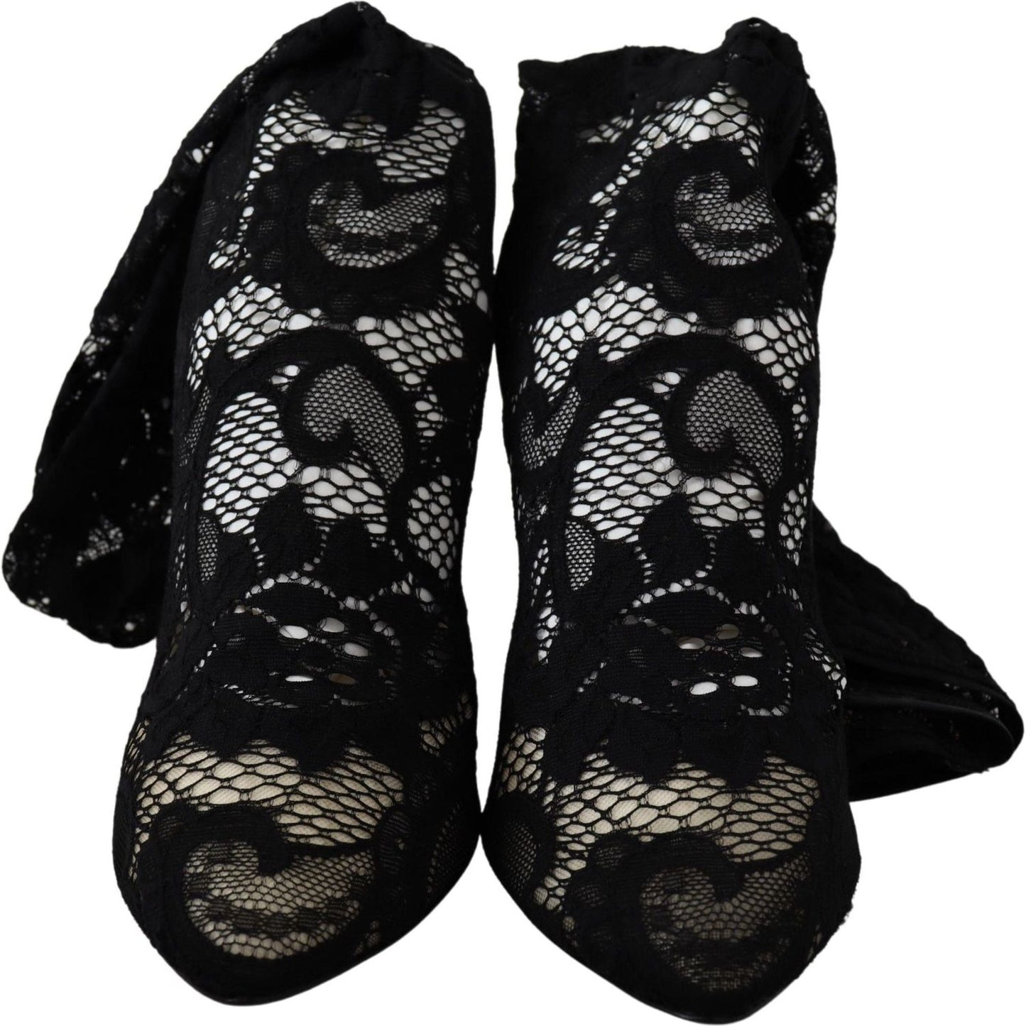 Dolce & Gabbana Black Taormina Lace Socks Boots Shoes Pumps LA8518-36