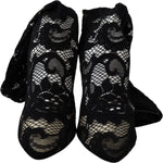 Dolce & Gabbana Black Taormina Lace Socks Boots Shoes Pumps LA8518-36