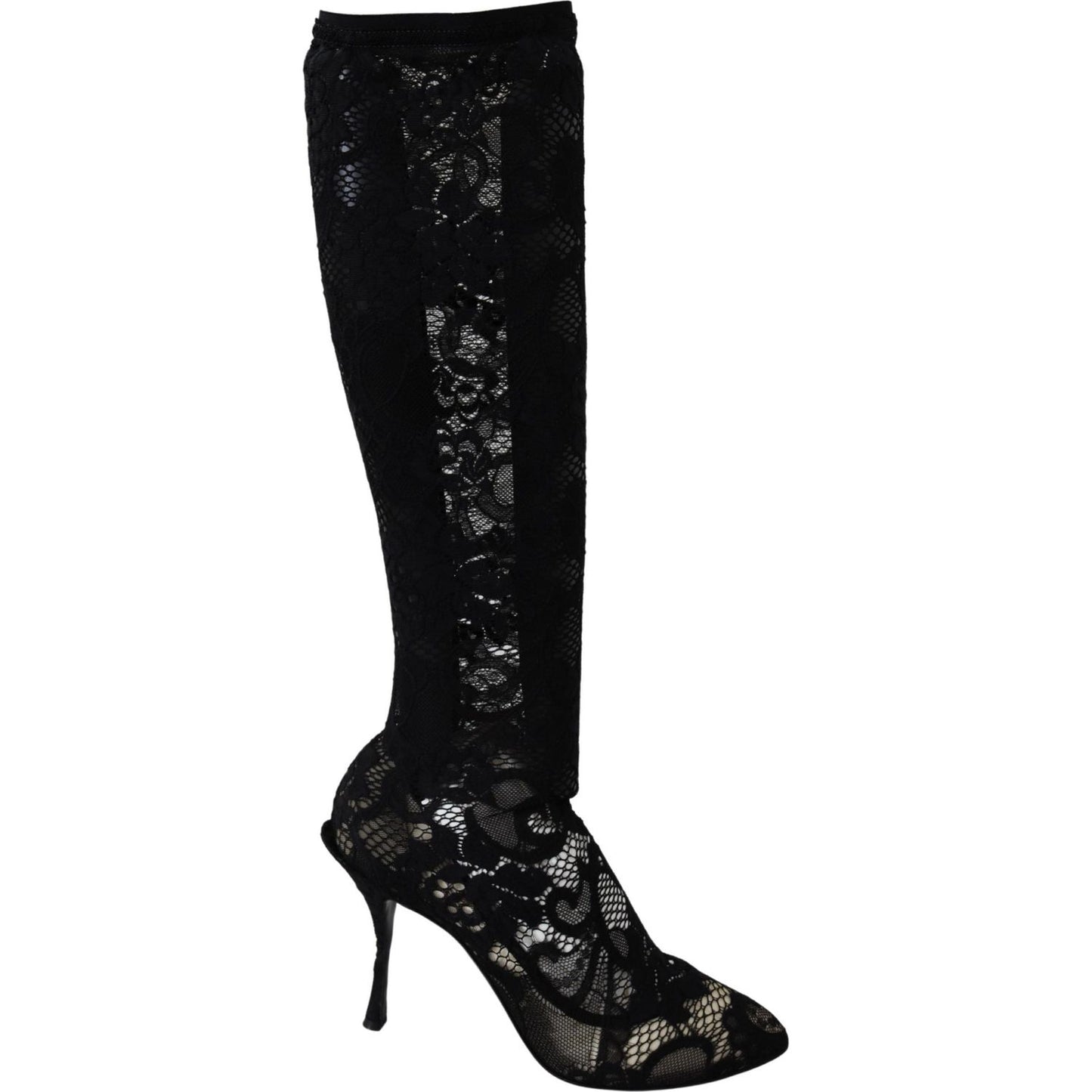 Dolce & Gabbana Black Taormina Lace Socks Boots Shoes Pumps LA8518-36