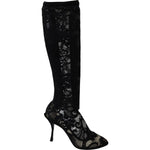 Dolce & Gabbana Black Taormina Lace Socks Boots Shoes Pumps LA8518-36