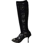 Dolce & Gabbana Black Taormina Lace Socks Boots Shoes Pumps LA8518-36