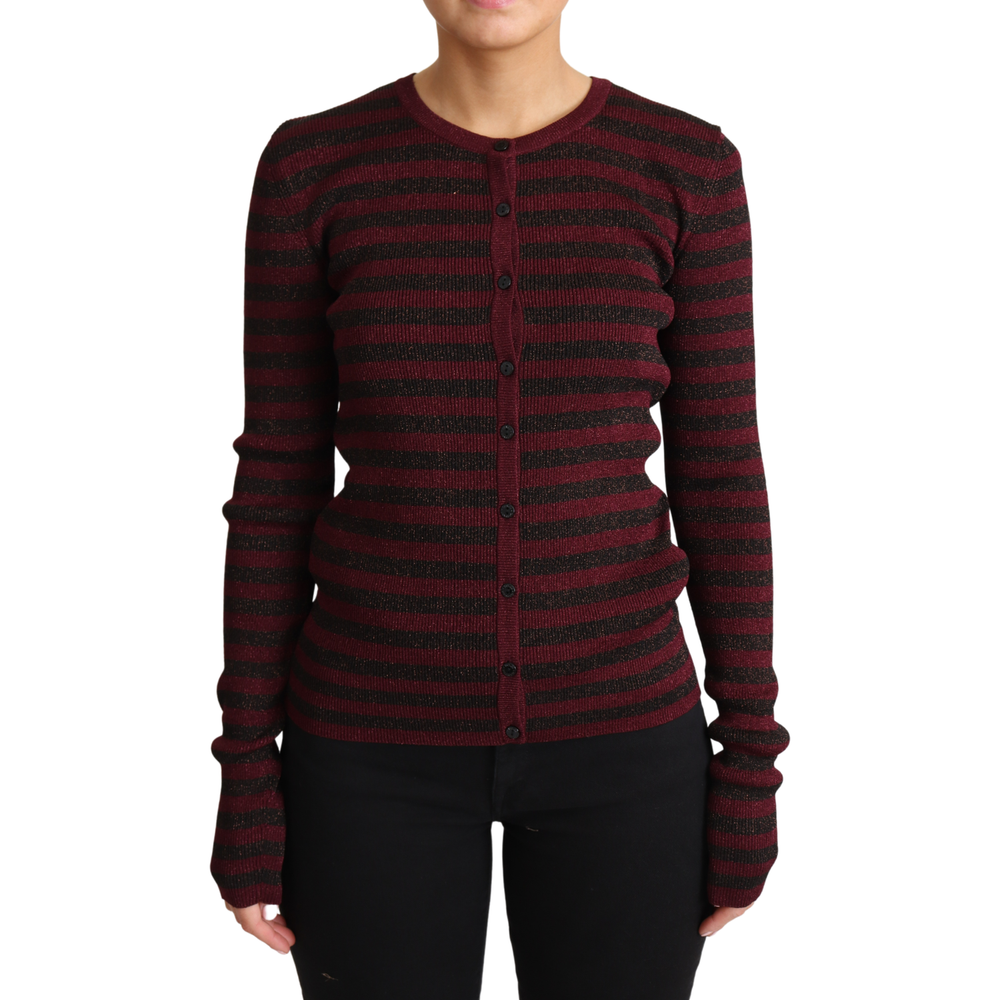 Dolce & Gabbana Black Red Striped Viscose Cardigan Sweater TSH5774-38