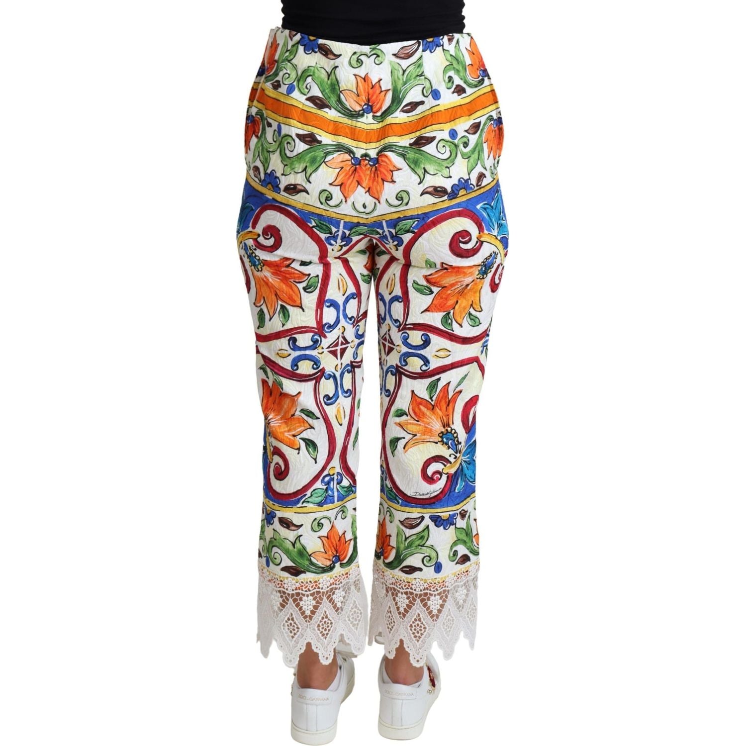 Dolce & Gabbana Multicolor Majolica Print Trouser  Cotton Pants