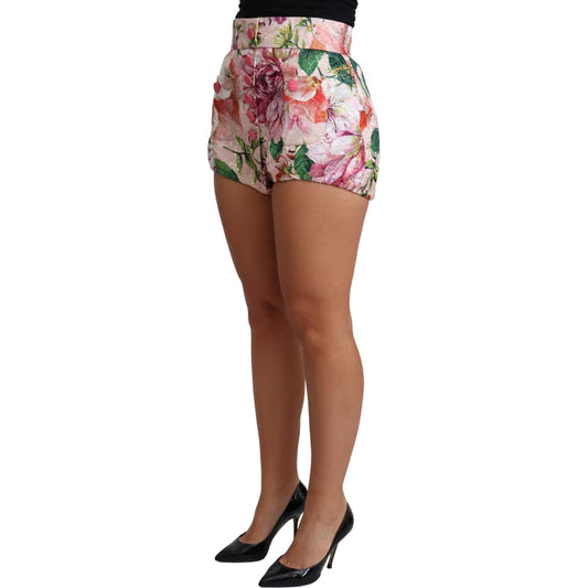 Dolce & Gabbana Pink Cotton Floral Print Hot Pants Short SKI1515-38