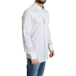 Dolce & Gabbana Elegant Striped Gold Dress Shirt Dolce & Gabbana Light Gray