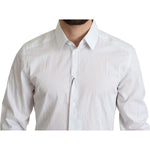 Dolce & Gabbana Elegant Striped Gold Dress Shirt Dolce & Gabbana Light Gray