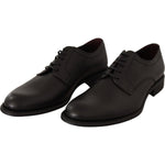 Dolce & Gabbana Elegant Black Leather Derby Dress Shoes Dolce & Gabbana Black