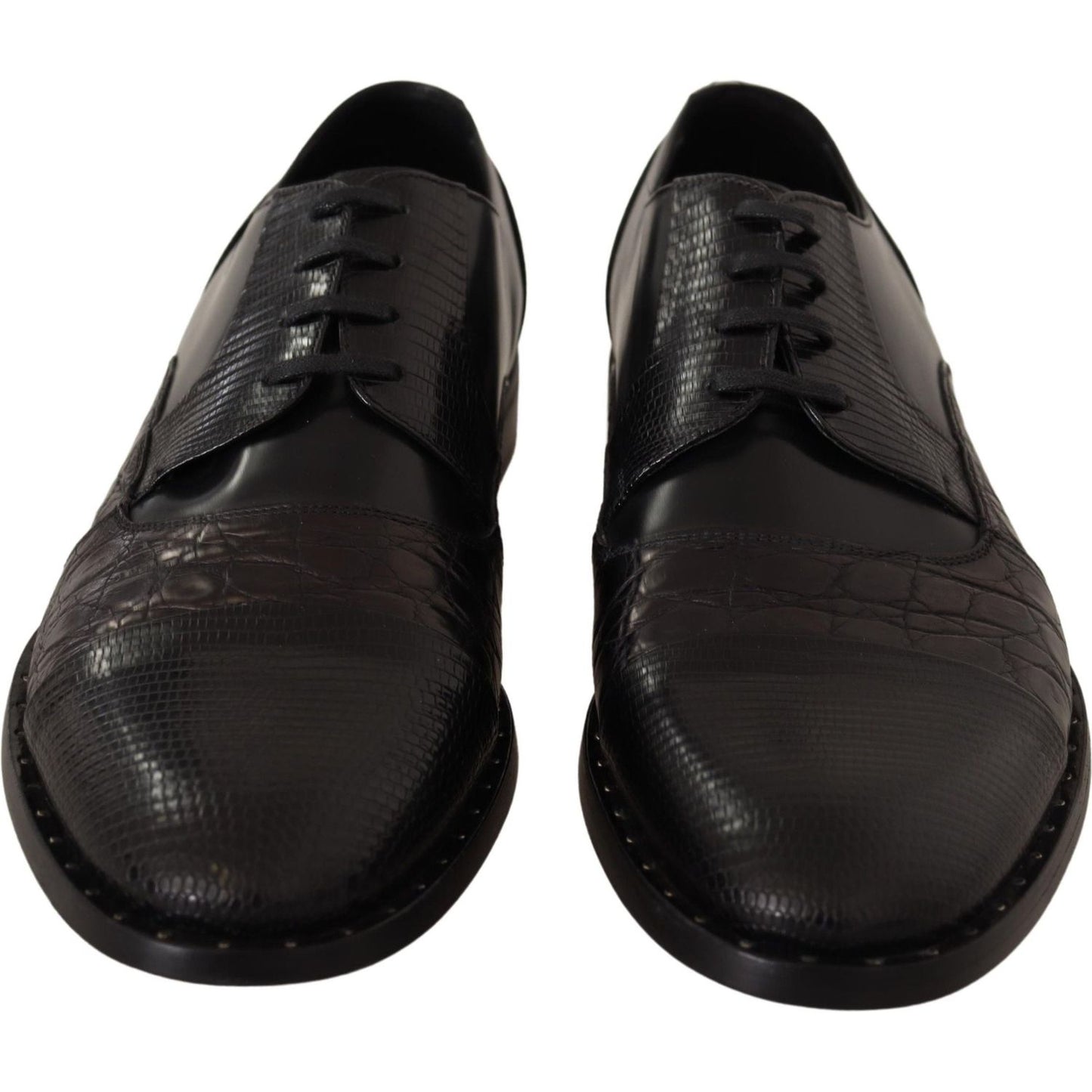 Dolce & Gabbana Black Leather Exotic Skins Formal Shoes MV3970-39