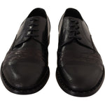 Dolce & Gabbana Black Leather Exotic Skins Formal Shoes MV3970-39