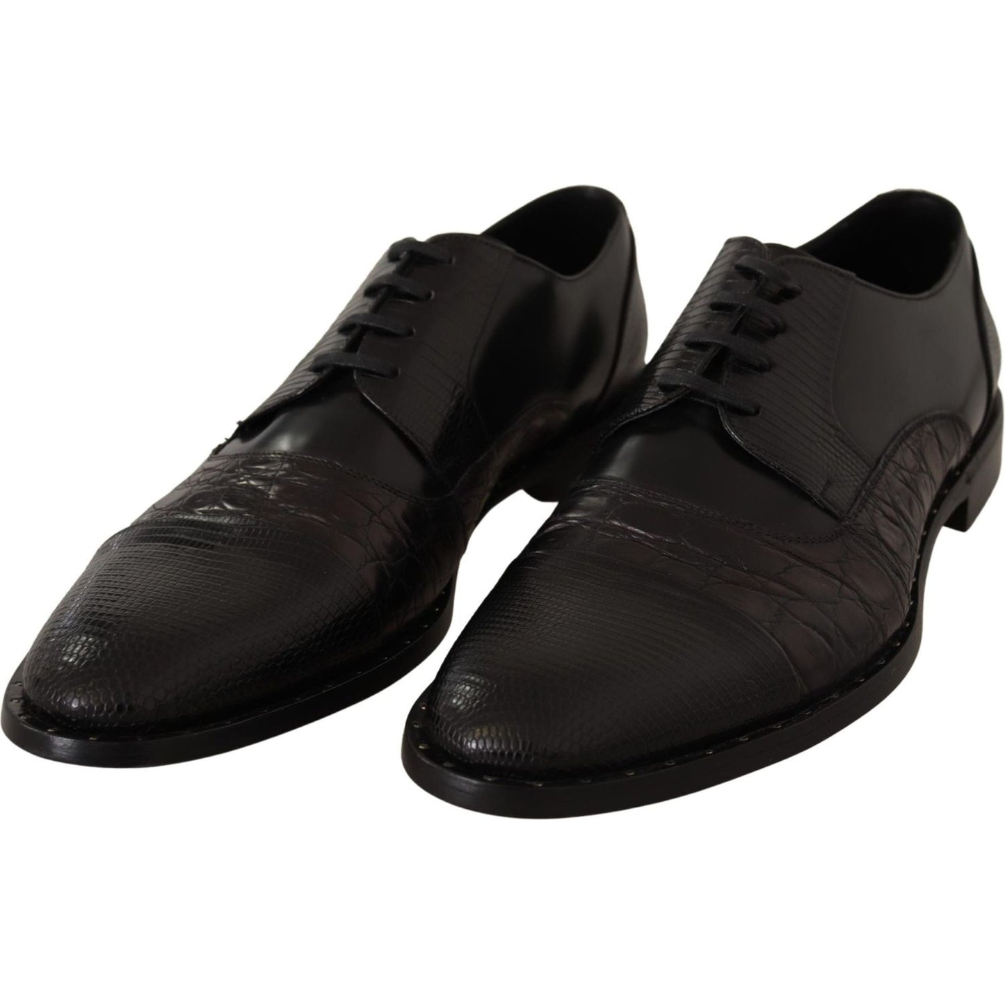 Dolce & Gabbana Black Leather Exotic Skins Formal Shoes MV3970-39