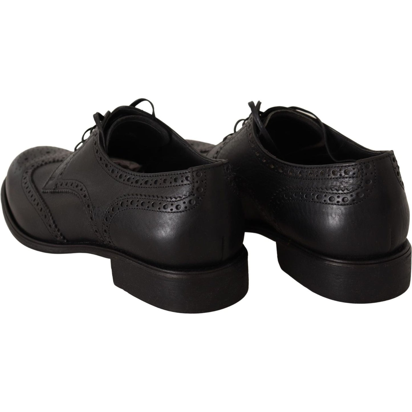 Dolce & Gabbana Black Leather Oxford Wingtip Formal Dress Shoes MV3974-39