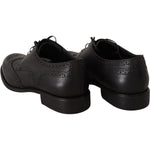 Dolce & Gabbana Black Leather Oxford Wingtip Formal Dress Shoes MV3974-39