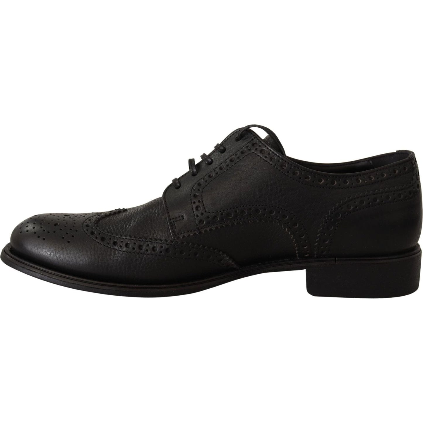 Dolce & Gabbana Black Leather Oxford Wingtip Formal Dress Shoes MV3974-39
