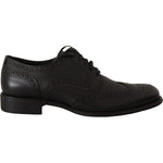 Dolce & Gabbana Black Leather Oxford Wingtip Formal Dress Shoes MV3974-39