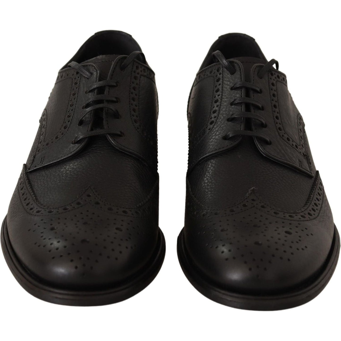 Dolce & Gabbana Black Leather Oxford Wingtip Formal Dress Shoes MV3974-39