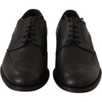 Dolce & Gabbana Black Leather Oxford Wingtip Formal Dress Shoes MV3974-39