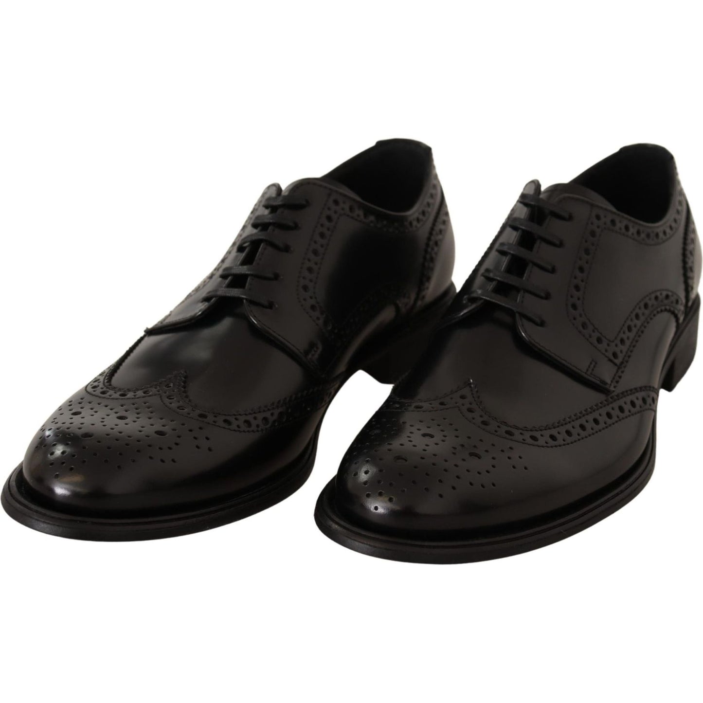 Dolce & Gabbana Black Leather Oxford Wingtip Formal Shoes MV3975-39