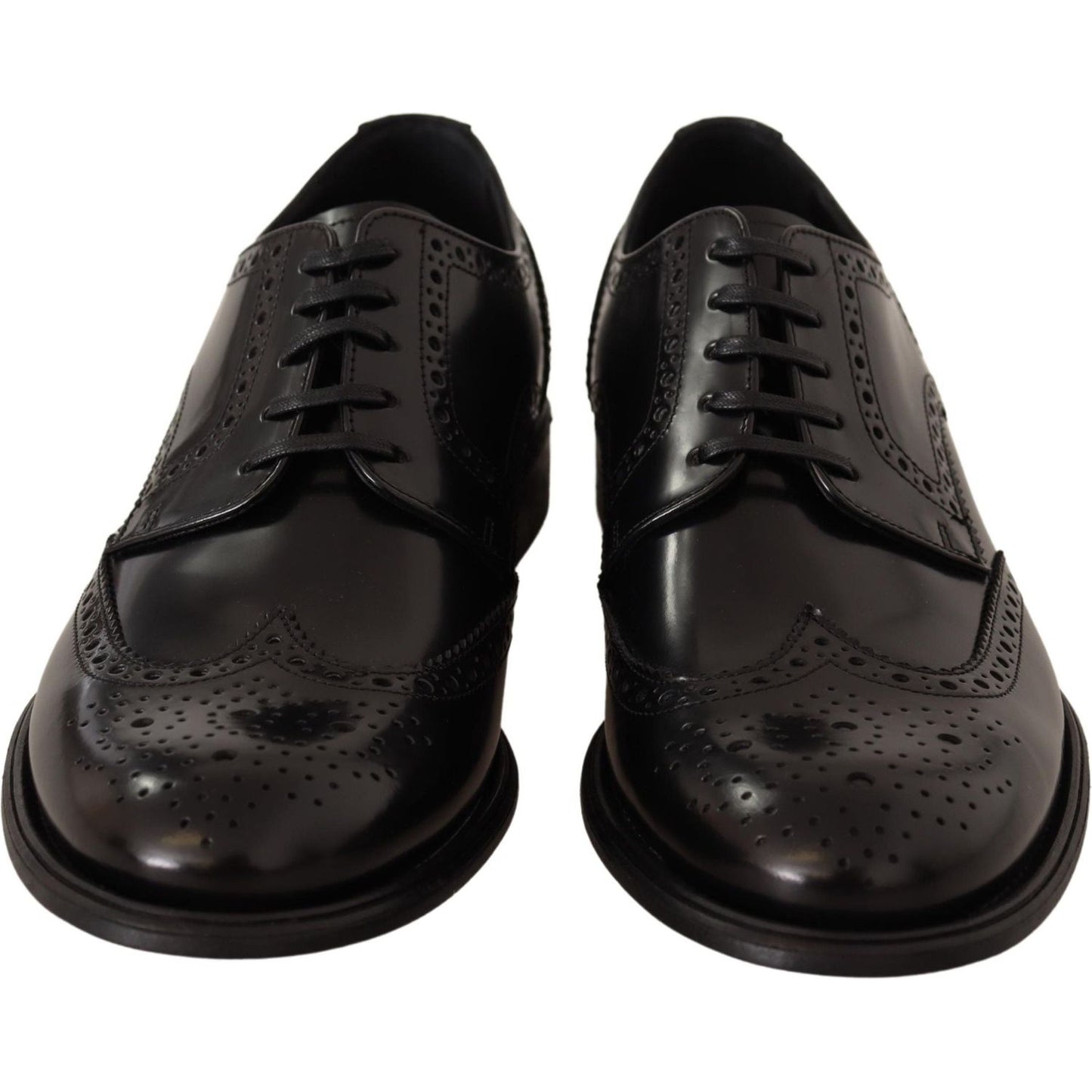 Dolce & Gabbana Black Leather Oxford Wingtip Formal Shoes MV3975-39