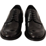 Dolce & Gabbana Black Leather Oxford Wingtip Formal Shoes MV3975-39