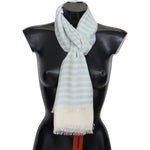 Missoni Elegant Cashmere Scarf with Linear Design Missoni Light Gray