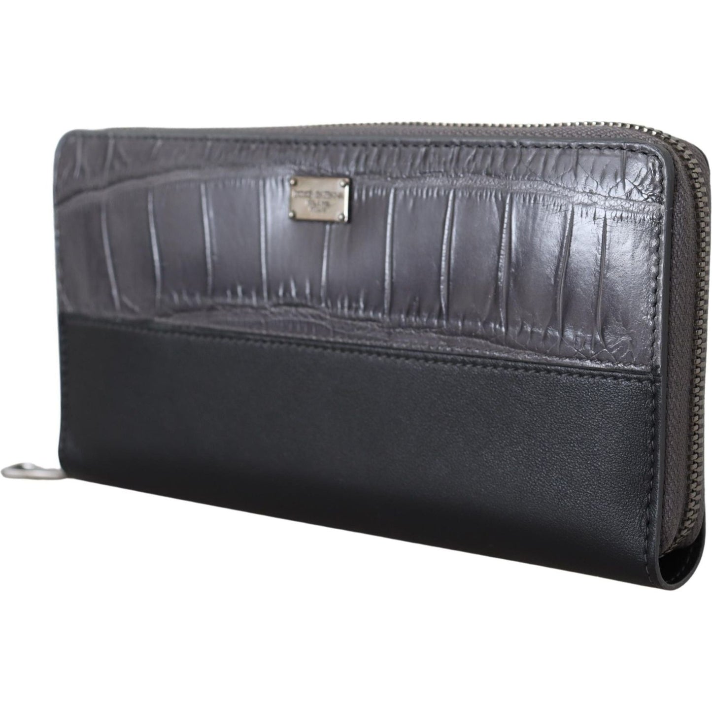 Dolce & Gabbana Black Zip Around Continental Clutch Leather Wallet VAS12506
