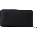 Dolce & Gabbana Black Zip Around Continental Clutch Leather Wallet VAS12506