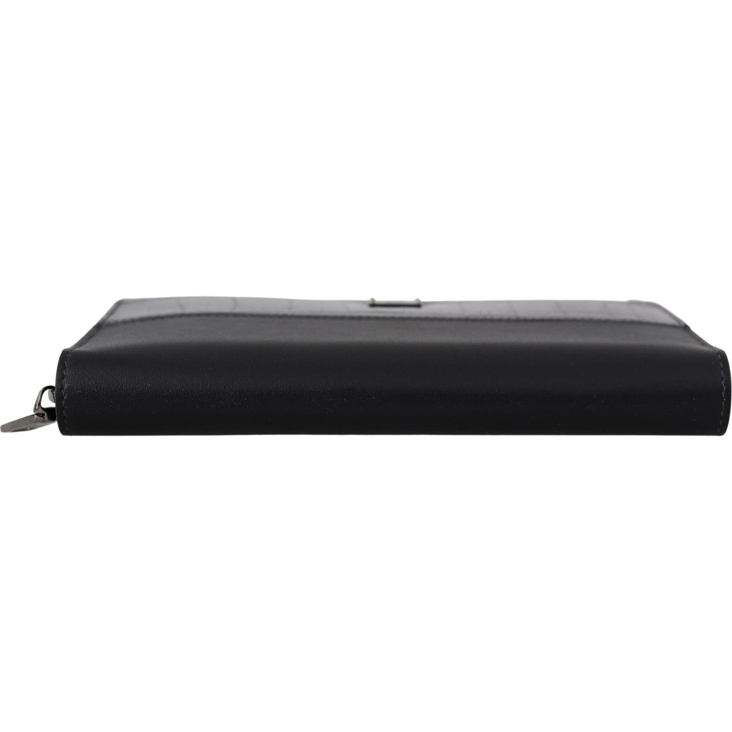 Dolce & Gabbana Black Zip Around Continental Clutch Leather Wallet VAS12506