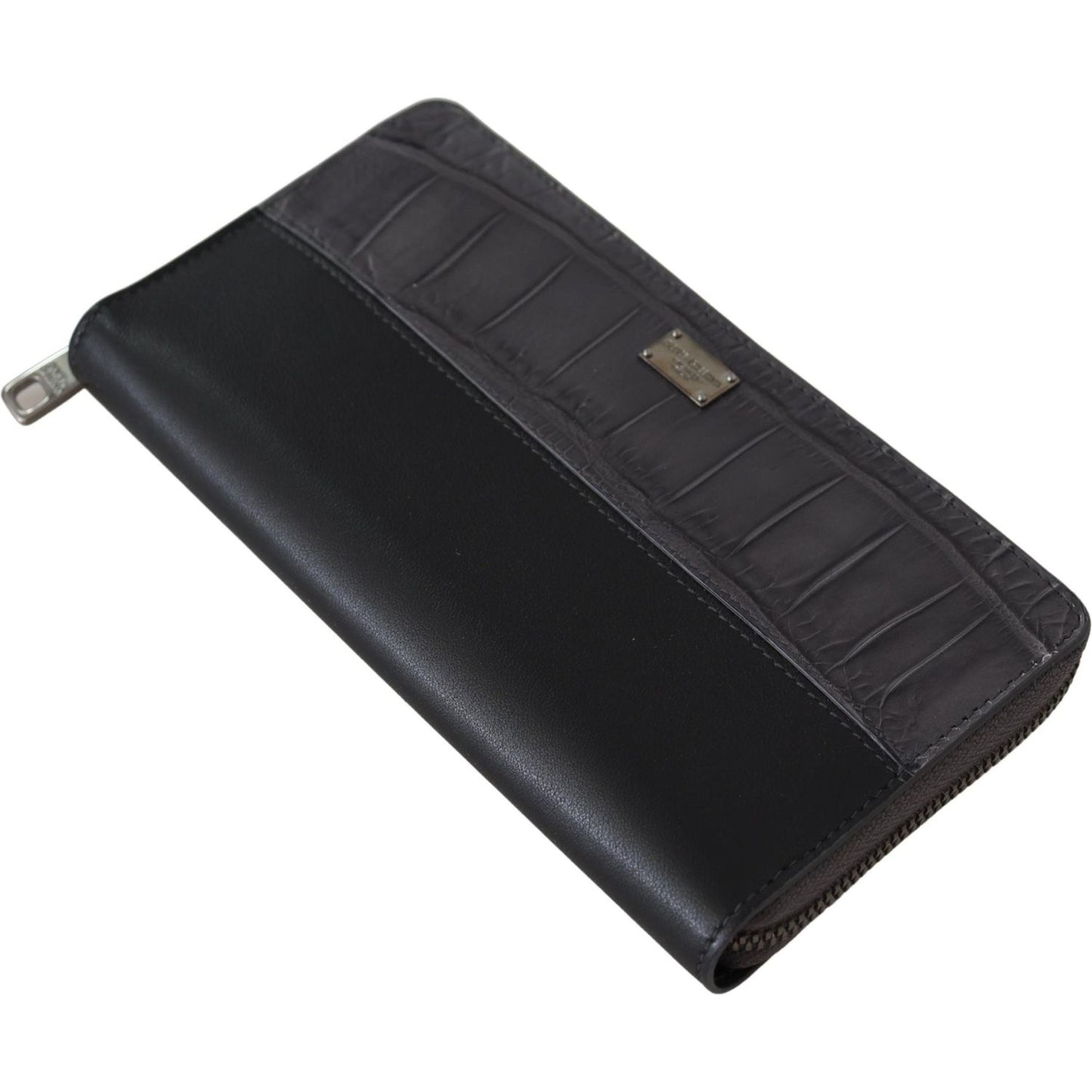 Dolce & Gabbana Black Zip Around Continental Clutch Leather Wallet VAS12506