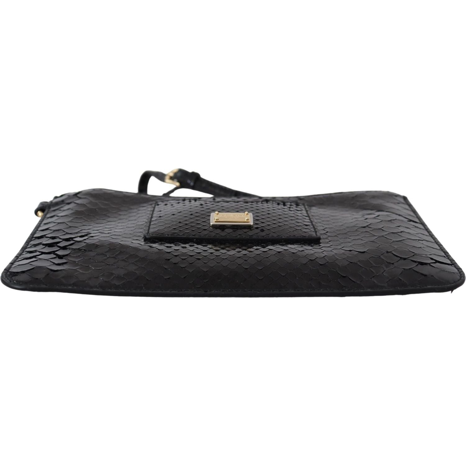 Dolce & Gabbana Black Leather Coin Purse Wristlet Mirror Agnese Wallet